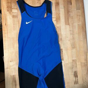 Used Men's Nike Dri Fit Medium One Piece Sleeveless Wrestling Singlet Blue